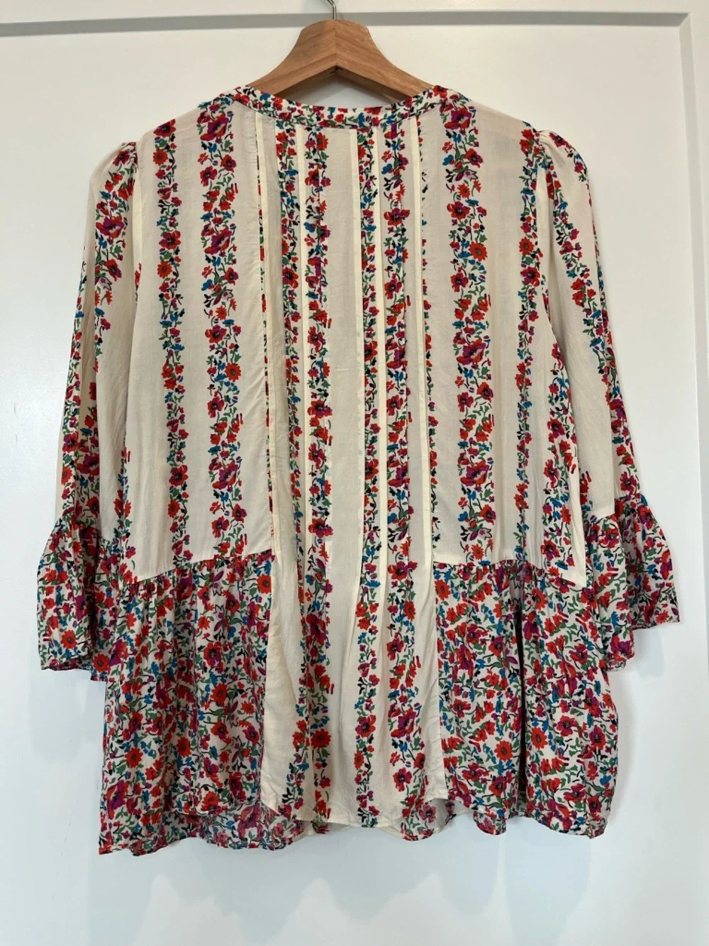 Anthropologie Maeve Hiver Peasant Boho Cottagecore Blouse Bell Sleeve Floral 8 - Picture 9 of 12